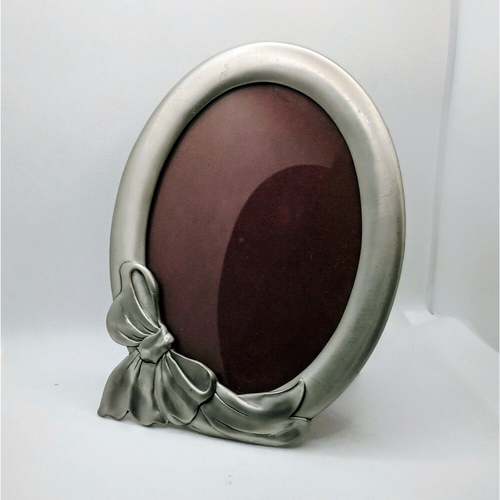 Seagull Pewter Bow Ribbon Oval 5x7 Photo Frame Portrait Freestanding 1989 *see n